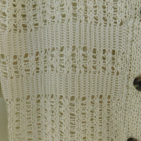 Bohemian Cream Tortoise Button Open Knit Cardigan - Picture 8 of 15